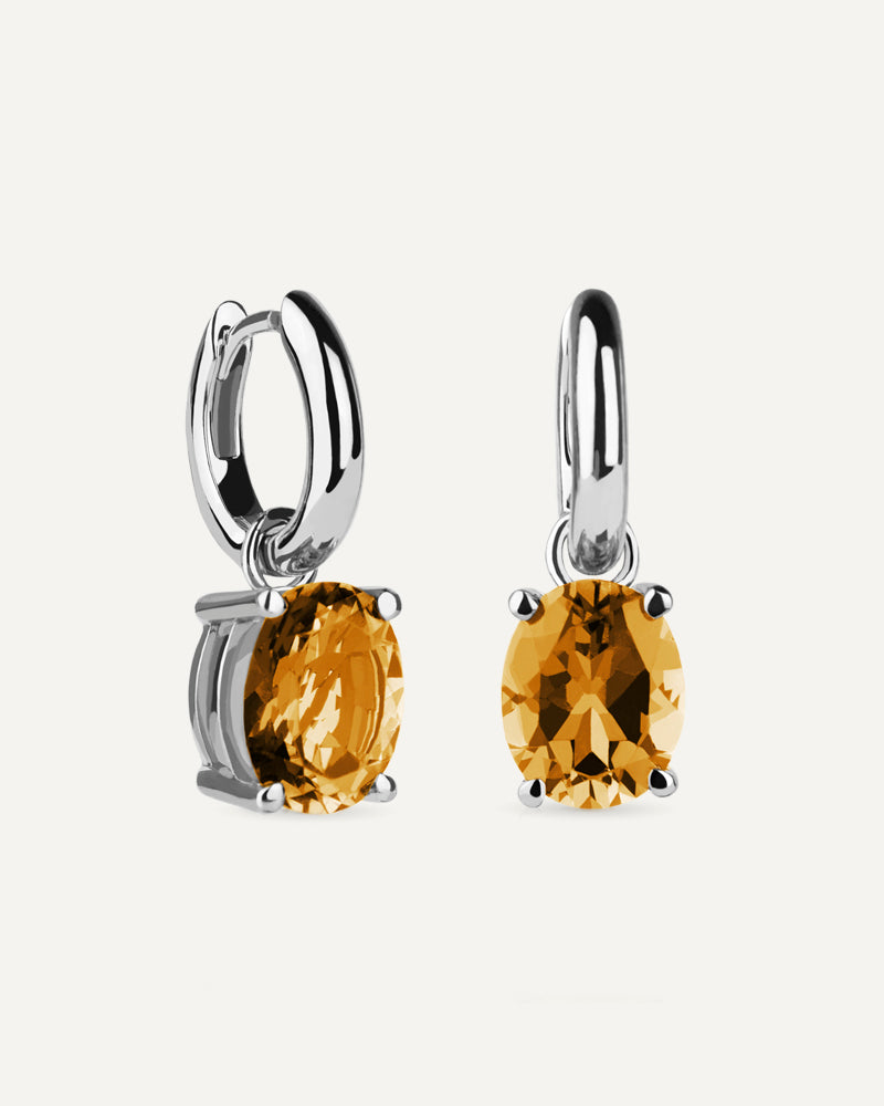 Pendientes Luxe en plata de ley con cuarzo citrino en talla oval.