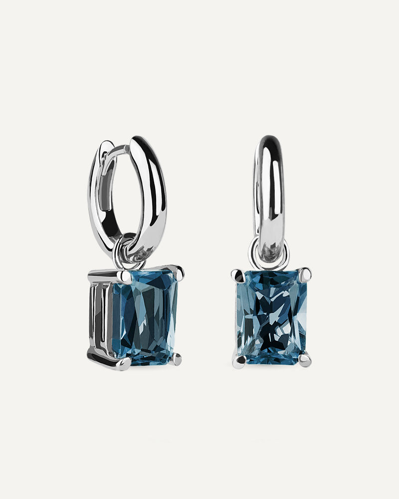 Pendientes Luxe en plata de ley con topacio London Blue en talla octogonal.